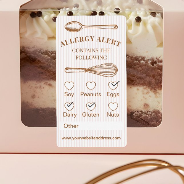 Whisk Spoon Bakery Allergie-Warnung Gebäck Lebensm (Whisk Spoon Bakery Allergy Alert Baked Goods Food Label)