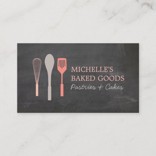 WHISK SPOON SPATULA LOGO Bakery Business Card Visitenkarte (Vorderseite)