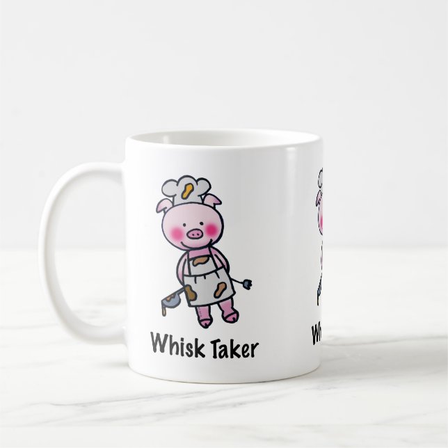 Whisk Taker Pig - Funny Koch Design Kaffeetasse (Links)