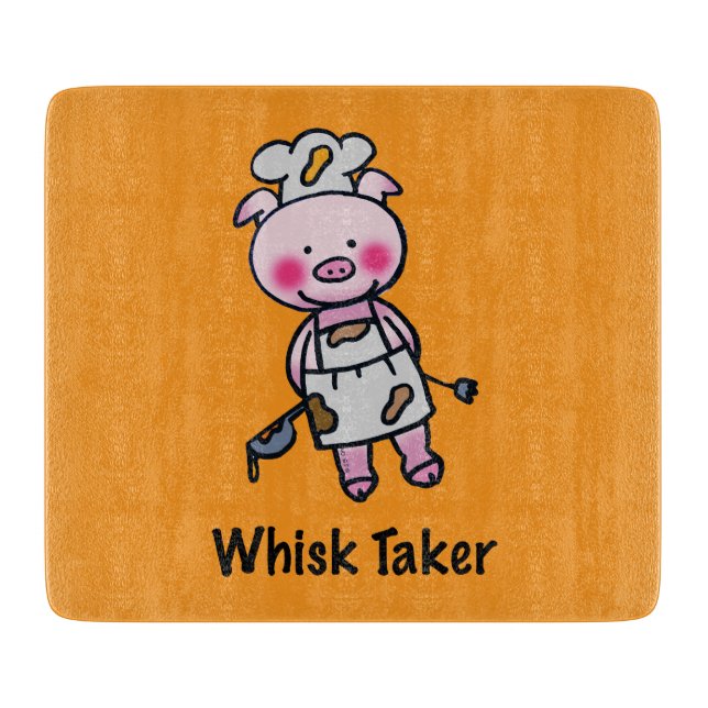 Whisk Taker Pig - Funny Koch Design Schneidebrett (Vorderseite)