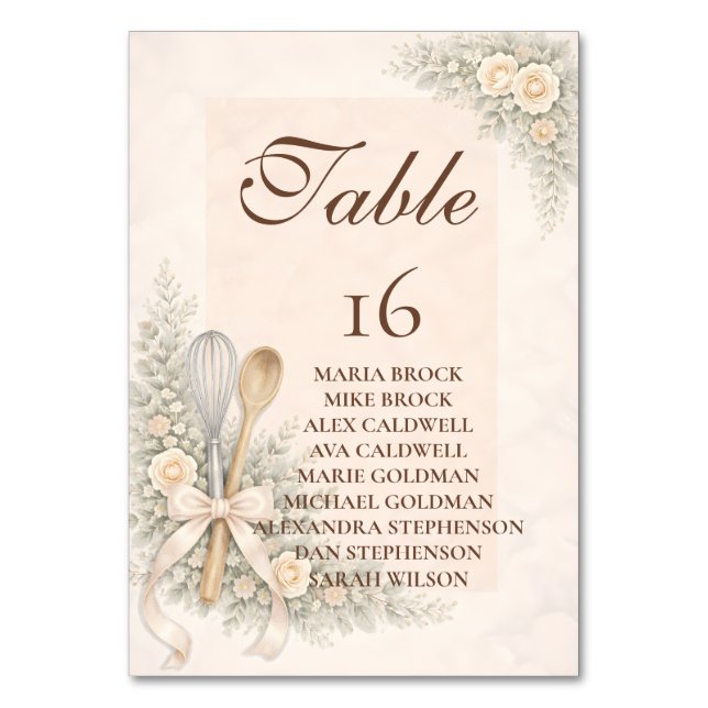 Whisked Away Rustic Baking Bridal Shower Tischnummer (Vorderseite)