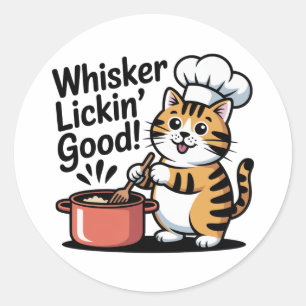 Whisker Lickin" Guter Sticker Niedlicher Koch Chat