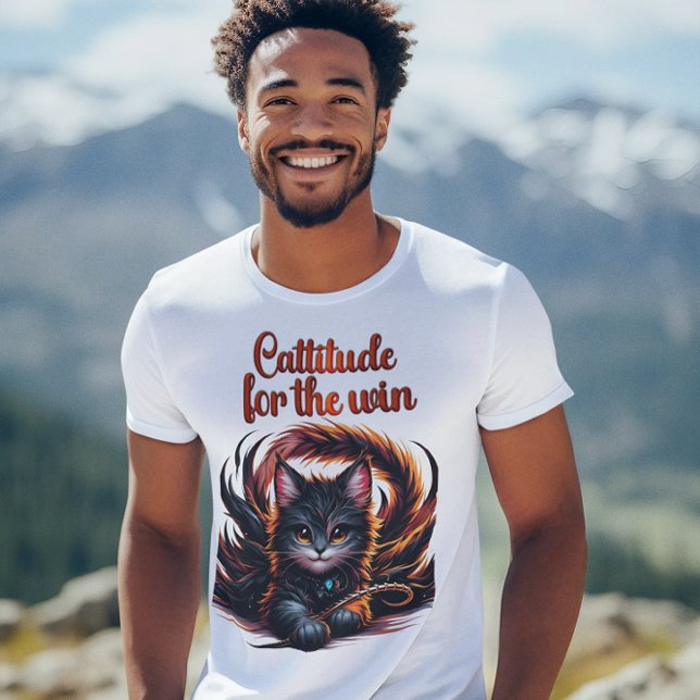 Whisker Whimsy: Cattitude for Win T-Shirt (Von Creator hochgeladen)