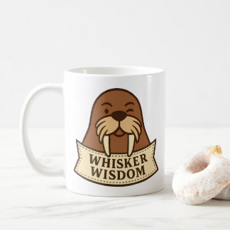 Whisker Wisdom Cute Jovial Walrus Mascot Cartoon Kaffeetasse