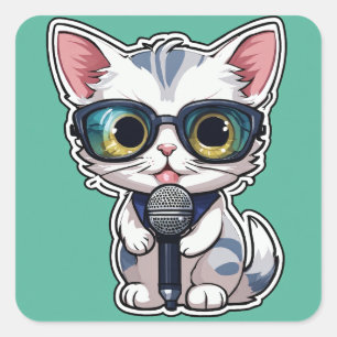 "Whisker-Worthy Laughs: Unglaublich witzig Katzena Quadratischer Aufkleber