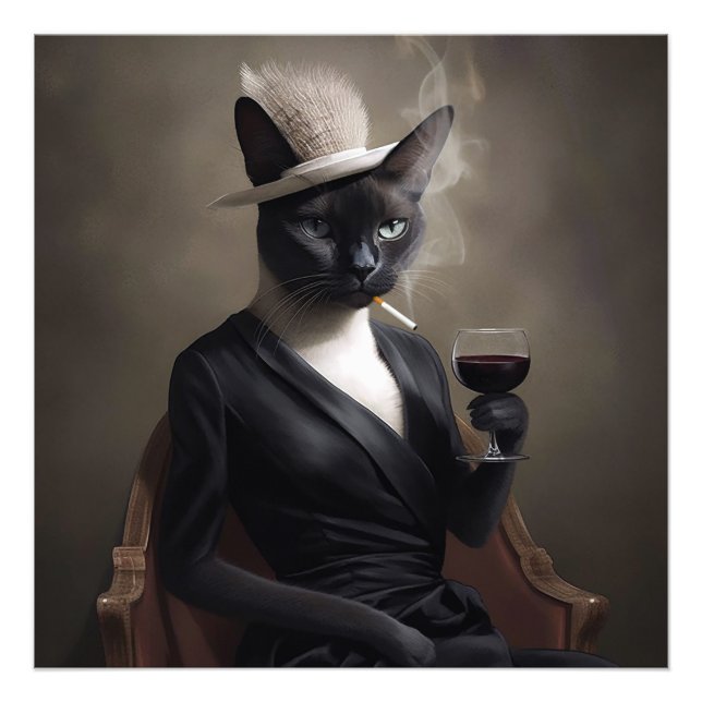 Whiskered Cat Wonders: Digital Cat Portraits Fotodruck (Vorne)