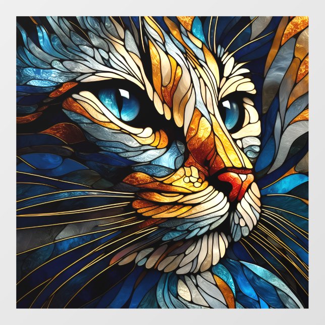 Whiskered Elegance - AI Fensteraufkleber (Blatt)
