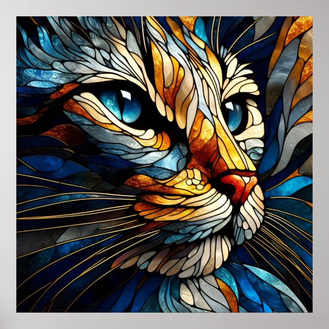 Whiskered Elegance - KI-generierte Katze Poster (Vorne)