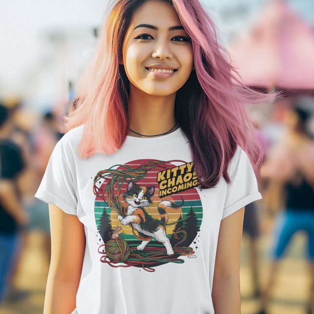 Whiskered Felines Yarn Dance Kitty Chaos Incoming! T-Shirt (Von Creator hochgeladen)