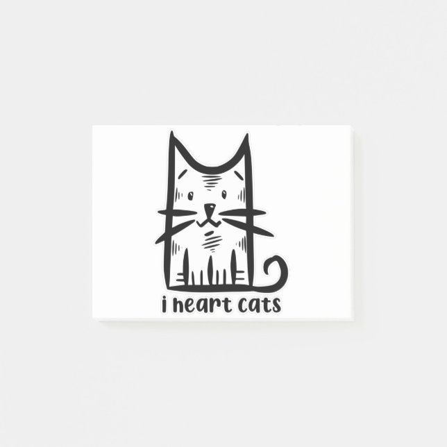 Whiskers Cat, I heart cats Post-it Klebezettel (Vorderseite)