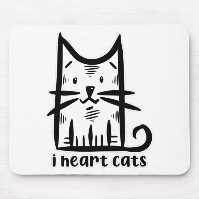 Whiskers Cat, ich hebe Katzen Mousepad (Vorne)