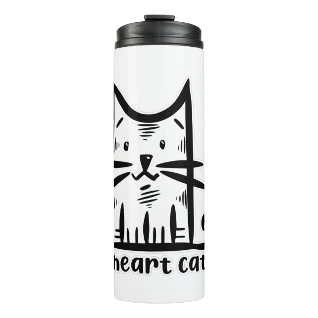 Whiskers Cat, ich hebe Katzen Thermosbecher (Vorderseite)
