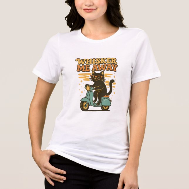 Whiskers Me Away Retro Cat Tri-Blend Shirt (Vorderseite)