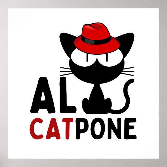 Whiskers of Mischief:  Al Catpone | black cat Poster (Vorne)