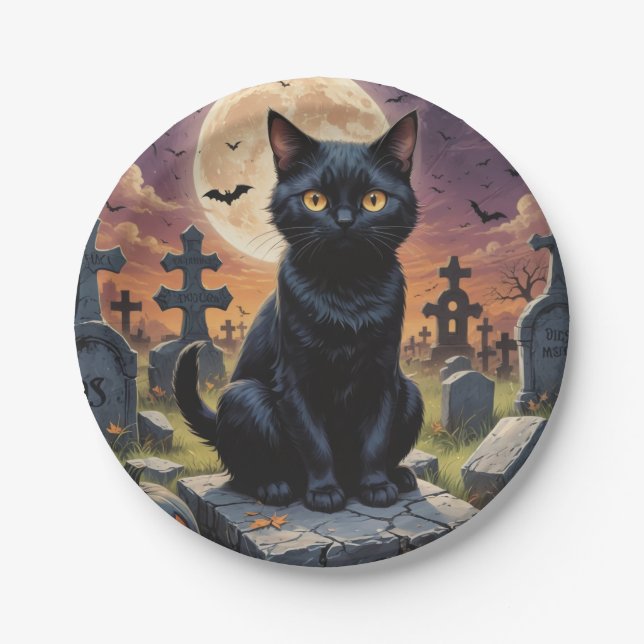 Whiskers of the Witching Hour - Black Cat Pappteller (Vorderseite)