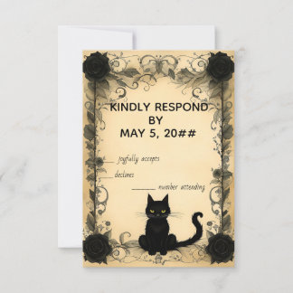 Whiskers & Vows Gothic Katzenhochzeits-Antwortkart RSVP Karte