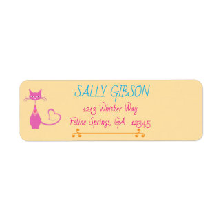 Whiskers & Vows Rosy Feline Hochzeits-Adressetiket