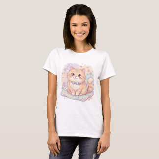 Whiskers & Wishes | Süße Pastell-Katzenkunst T-Shirt