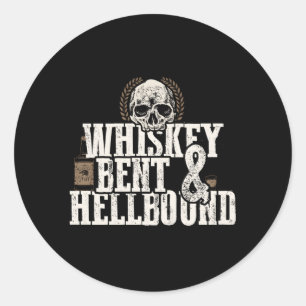 Whiskey Bent and Hellbound gestressten Biker Style Runder Aufkleber