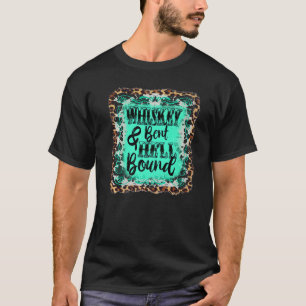 Whiskey Bent Turquoise Leopard Hintergrund Western T-Shirt