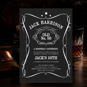 Whiskey Black White Label Old No. 50. Geburtstag Einladung