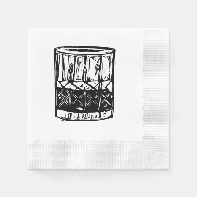 Whiskey Block Print Cocktail Party Napkins Set Serviette (Vorderseite)
