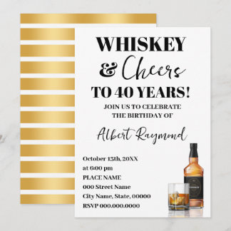 Whiskey & Cheers Adult Birthday Party Einladung