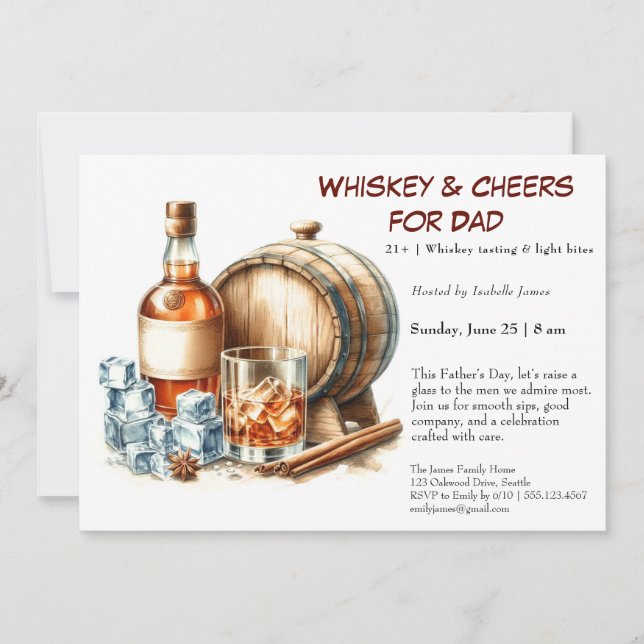 Whiskey & Cheers - Editable Vatertag Einladung (Vorderseite)