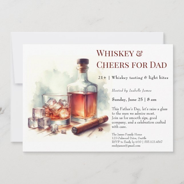 Whiskey & Cheers - Editable Vatertag Einladung (Vorderseite)