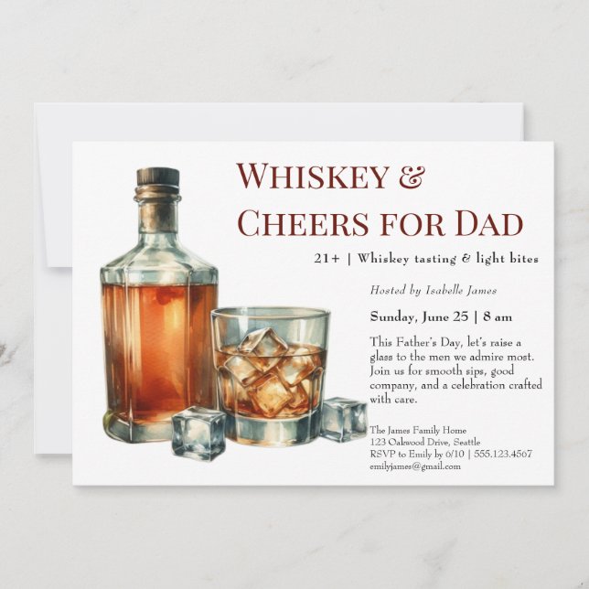 Whiskey & Cheers - Editable Vatertag Einladung (Vorderseite)