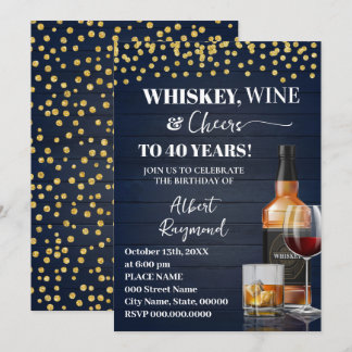 Whiskey & Cheers Erwachsenen-Geburtstagsfeier Einladung
