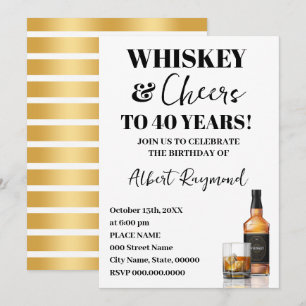Whiskey & Cheers Erwachsenen-Geburtstagsfeier Einladung