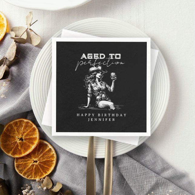 Whiskey Cowgirl Aged to Perfection Birthday Party  Serviette (Von Creator hochgeladen)