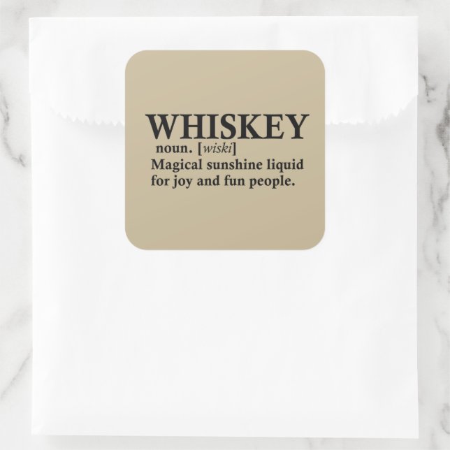 Whiskey Definition lustige Alkohol Redewendungen G Quadratischer Aufkleber (Tasche)