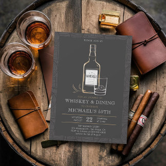 Whiskey Essen Schwarz-weiß Moderne 50. Geburtstag Einladung