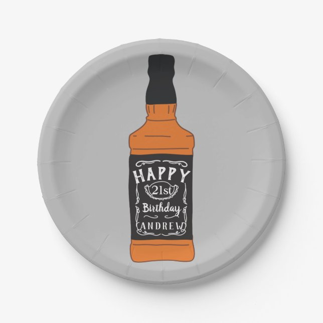 Whiskey Flasche 21. Geburtstag Whiskey Liebhaber Pappteller (Vorderseite)