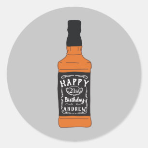 Whiskey Flasche 21. Geburtstag Whiskey Liebhaber Runder Aufkleber