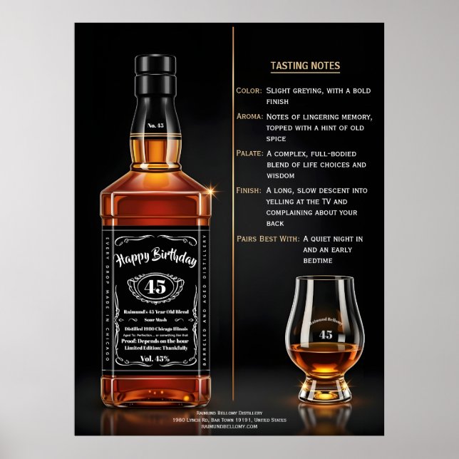 Whiskey-Flasche zum perfekten Geburtstag  Poster (Vorne)