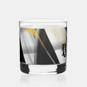 Whiskey Glas Abstrakte Kunst Schwarz Weiß Gold