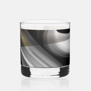 Whiskey Glas Abstrakte Kunst Schwarz Weiß Gold