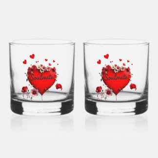 Whiskey Glasses Red Heart Soulmate Valentine's Day Whiskyglas