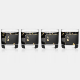 Whiskey Glasses - Schwarz und Gold Poker Design Whiskyglas