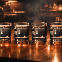 Whiskey Glasses - Schwarz und Gold Poker Design