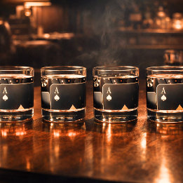 Whiskey Glasses - Schwarz und Gold Poker Design Whiskyglas
