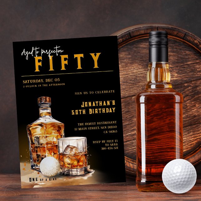 Whiskey & Golf Magazine Cover Geburtstagsparty Einladung (Whiskey & Golf Magazine Cover Birthday Party Invitation)