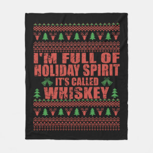 Whiskey ist mein lustiger, hässlicher Weihnachtspu Fleecedecke