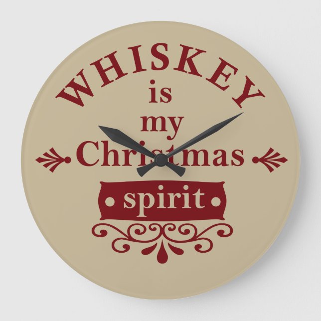 Whiskey ist mein Weihnachtsgeist Große Wanduhr (Vorderseite)