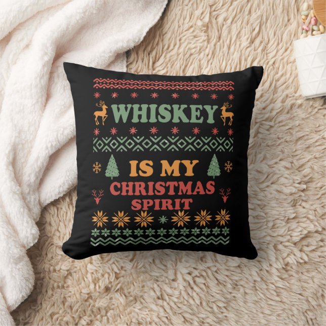 Whiskey ist mein Weihnachtsgeist lustig hässlicher Kissen (Decke)