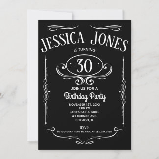 Whiskey Label 30. Geburtstag Einladung