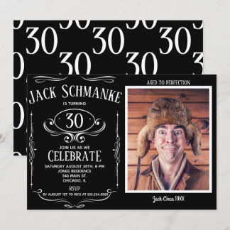 Whiskey Label OTH Foto Geburtstagspartei Einladung